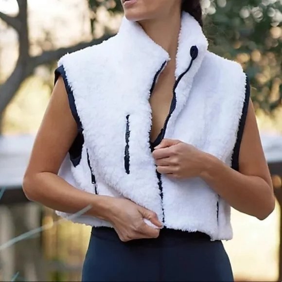 Free People Jackets & Blazers - Free People Movement Highline Sherpa Reversible Vest Black White